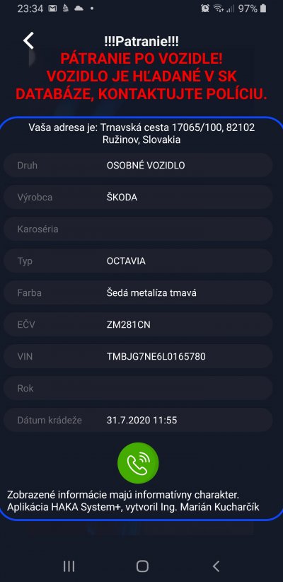 KRÁDEŽ  VOZIDLA ZM281CN