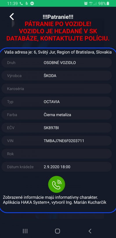 Krádež vozidla SK897BI