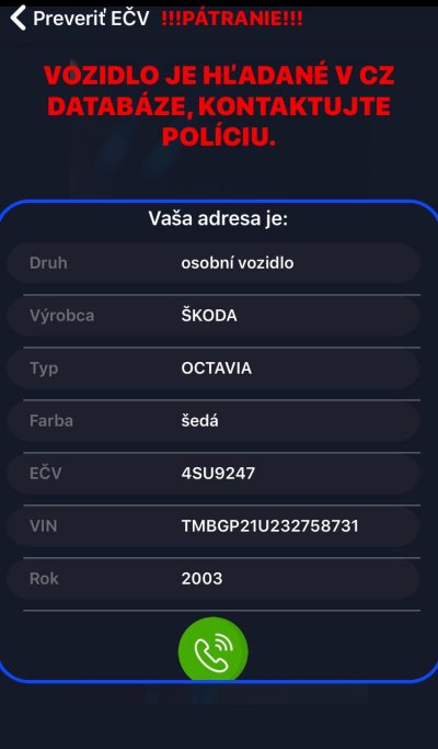 Krádež vozidla 4SU9247