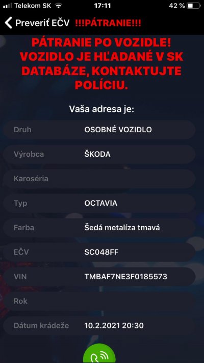 Krádež vozidla SC048FF