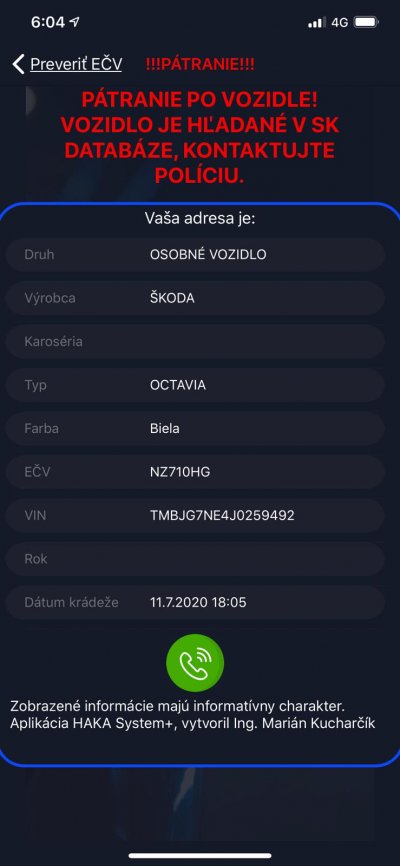 Krádež VOZIDLA NZ710HG