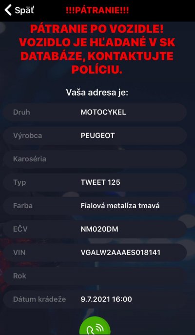 Krádež skútra NM020DM