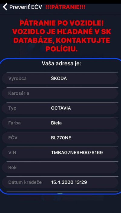 KRÁDEŽ VOZIDLA BL770NE