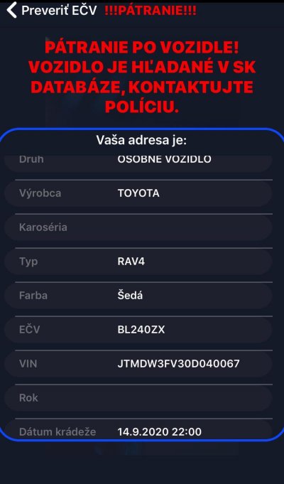 KRÁDEŽ VOZIDLA BL240ZX