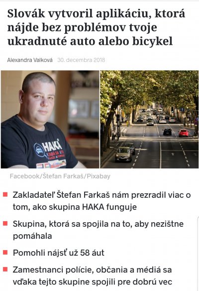 Slovák vytvoril aplikáciu, ktorá nájde bez problémov tvoje ukradnuté auto alebo bicykel