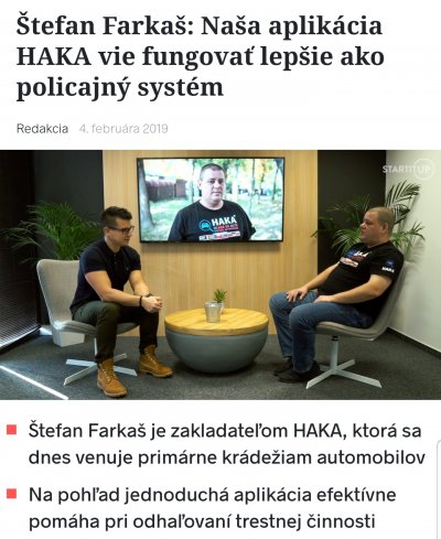  Štefan Farkaš: Naša aplikácia HAKA vie fungovať lepšie ako policajný systém