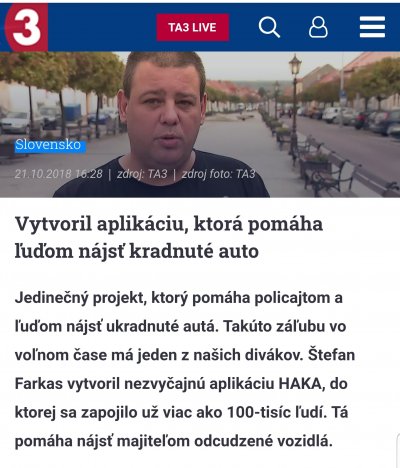 Vytvoril aplikáciu, ktorá pomáha ľuďom nájsť kradnuté auto