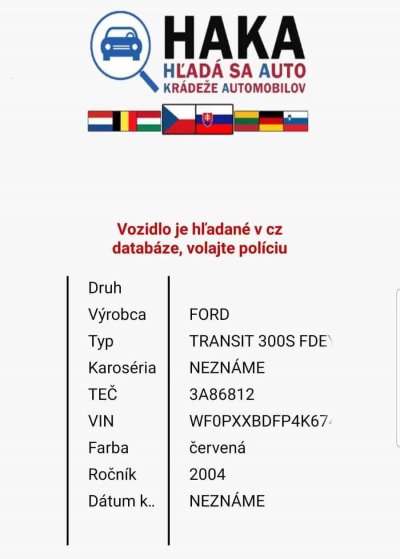 Nájdené ukradnuté vozidlo 