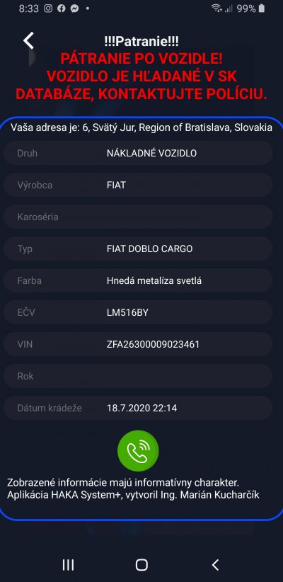 Krádež VOZIDLA LM516BY