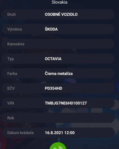 Krádež vozidla PD354HD