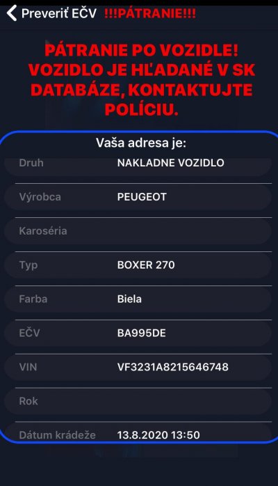 KRÁDEŽ VOZIDLA BA995DE