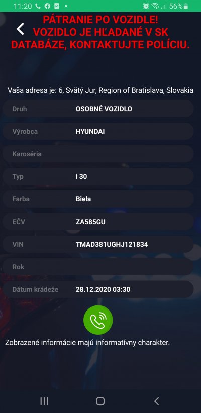 Krádež vozidla ZA585GU