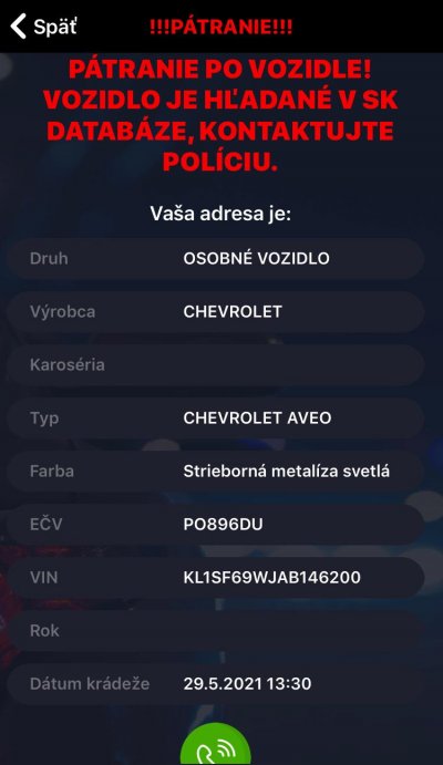 Krádež vozidla PO896DU